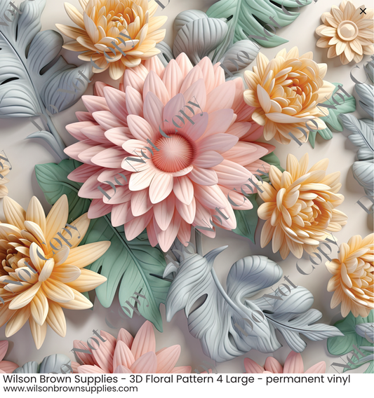 Patterned Vinyl - 3D Floral Pattern 4
