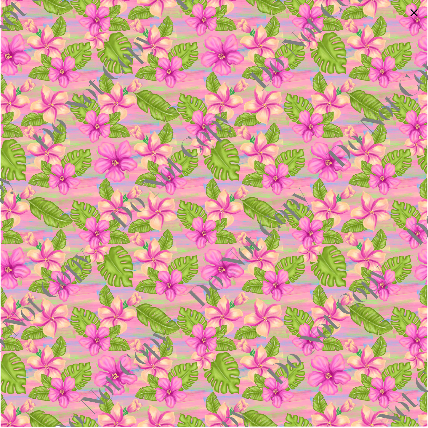 Patterned Vinyl - Tropical Flowers with painted background