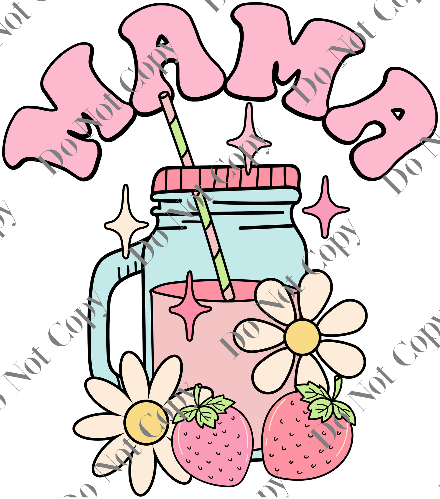 UV DTF Decal - Mama Strawberry milkshake